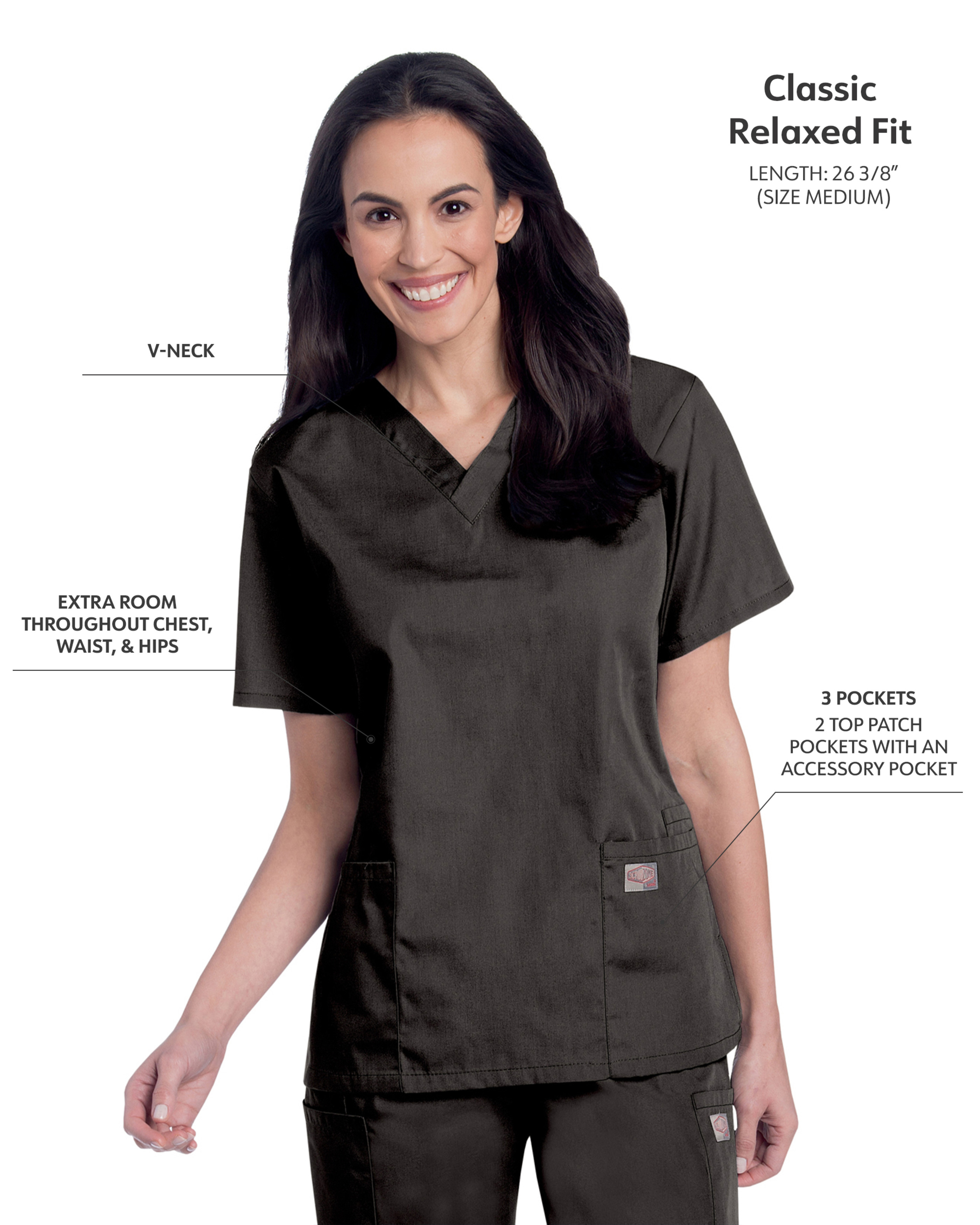 Landau - ScrubZone - Women's Three-Pocket Clean Back V-Neck Top 31
