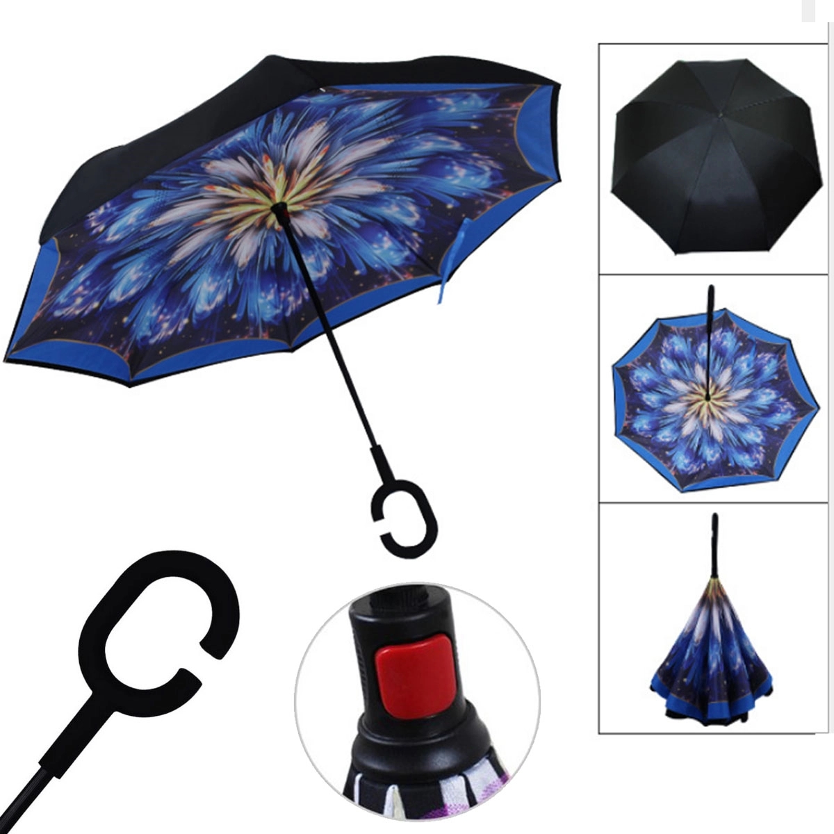 Customize Double Layer Reverse Umbrella With C Handle 3