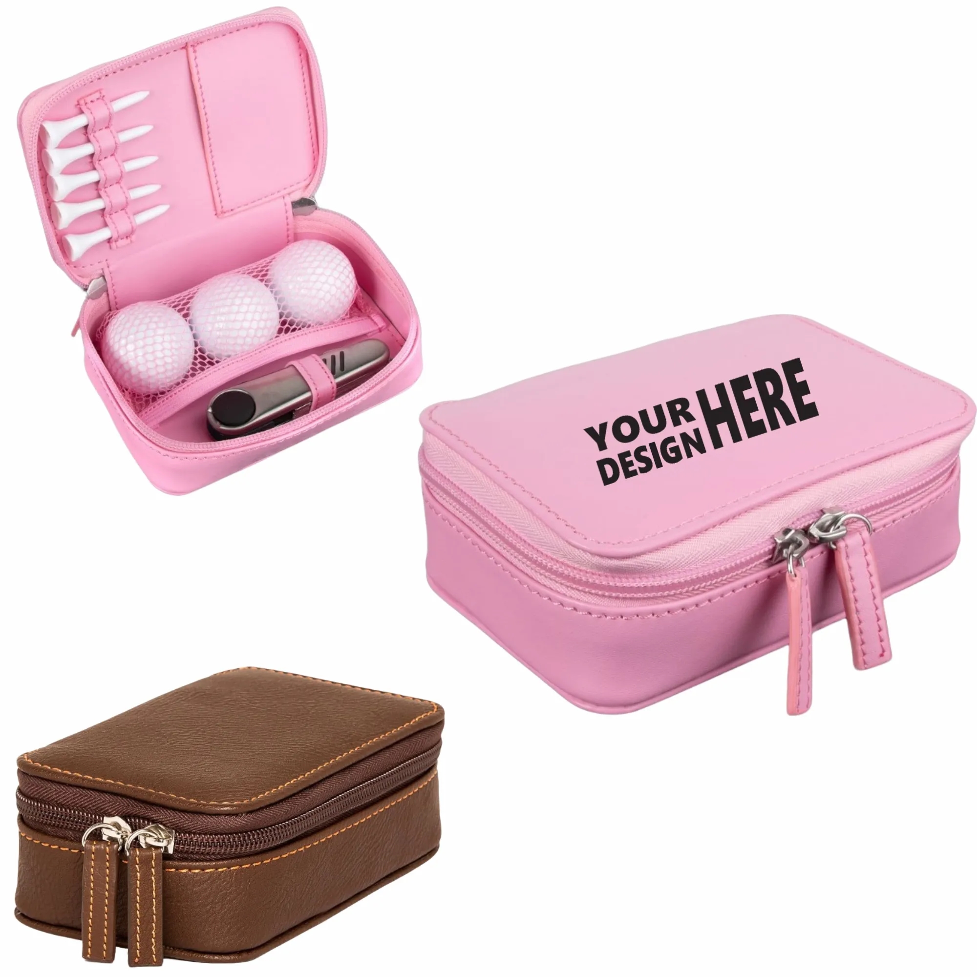 Genuine Leather Golf Ball Accessory Storage Pouch