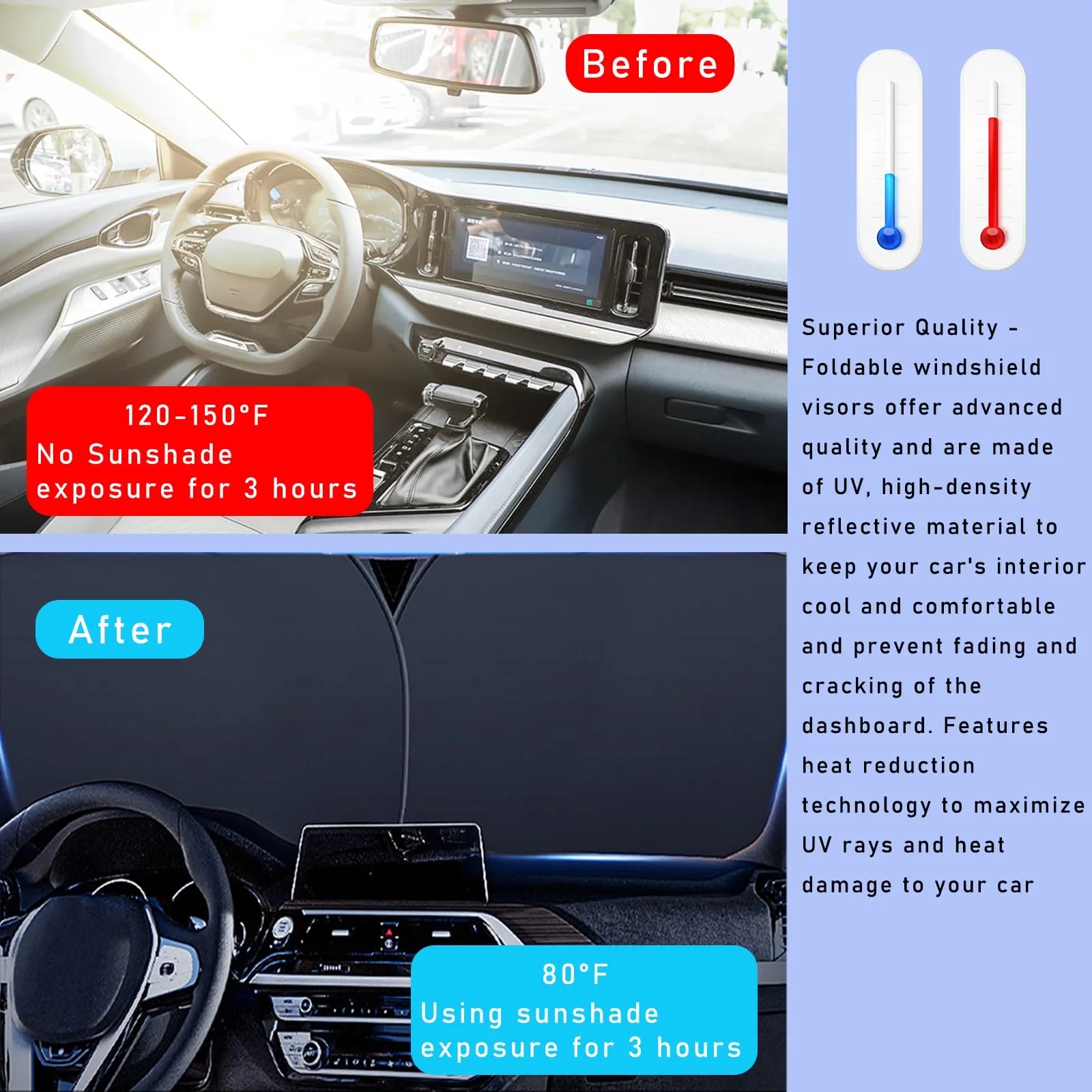 2 PC Auto Windshield Sun Shade 4