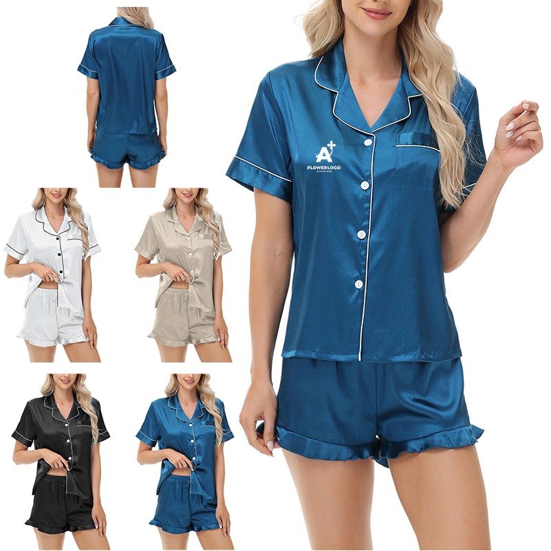 Women Silk Satin Pajamas Set 2
