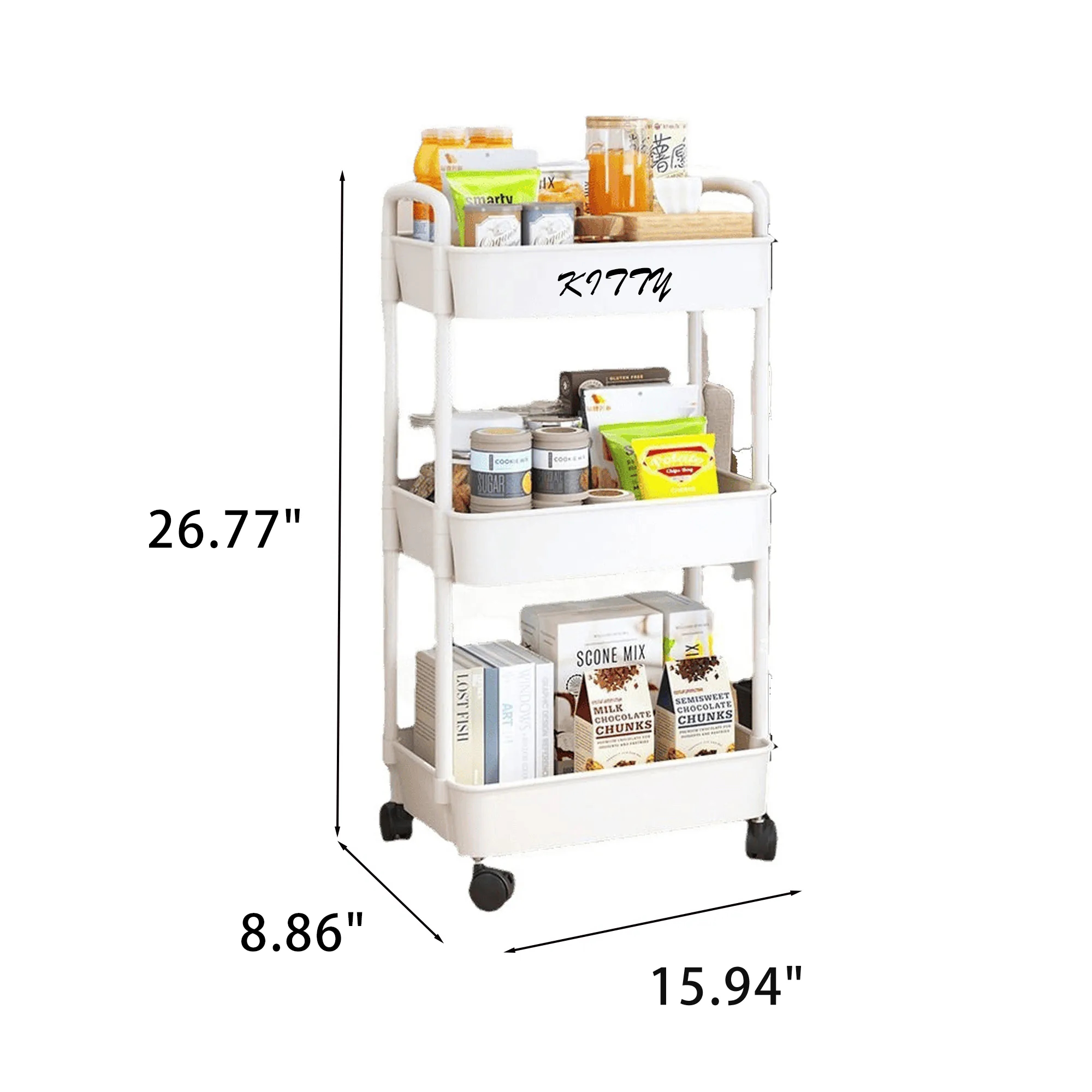 3-Tier Freestanding Rolling Storage Cart 1