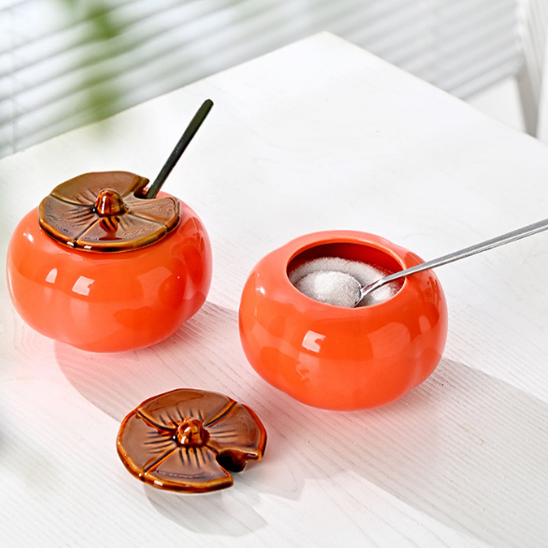 Persimmon Seasoning Jar / Sugar Bowl 2