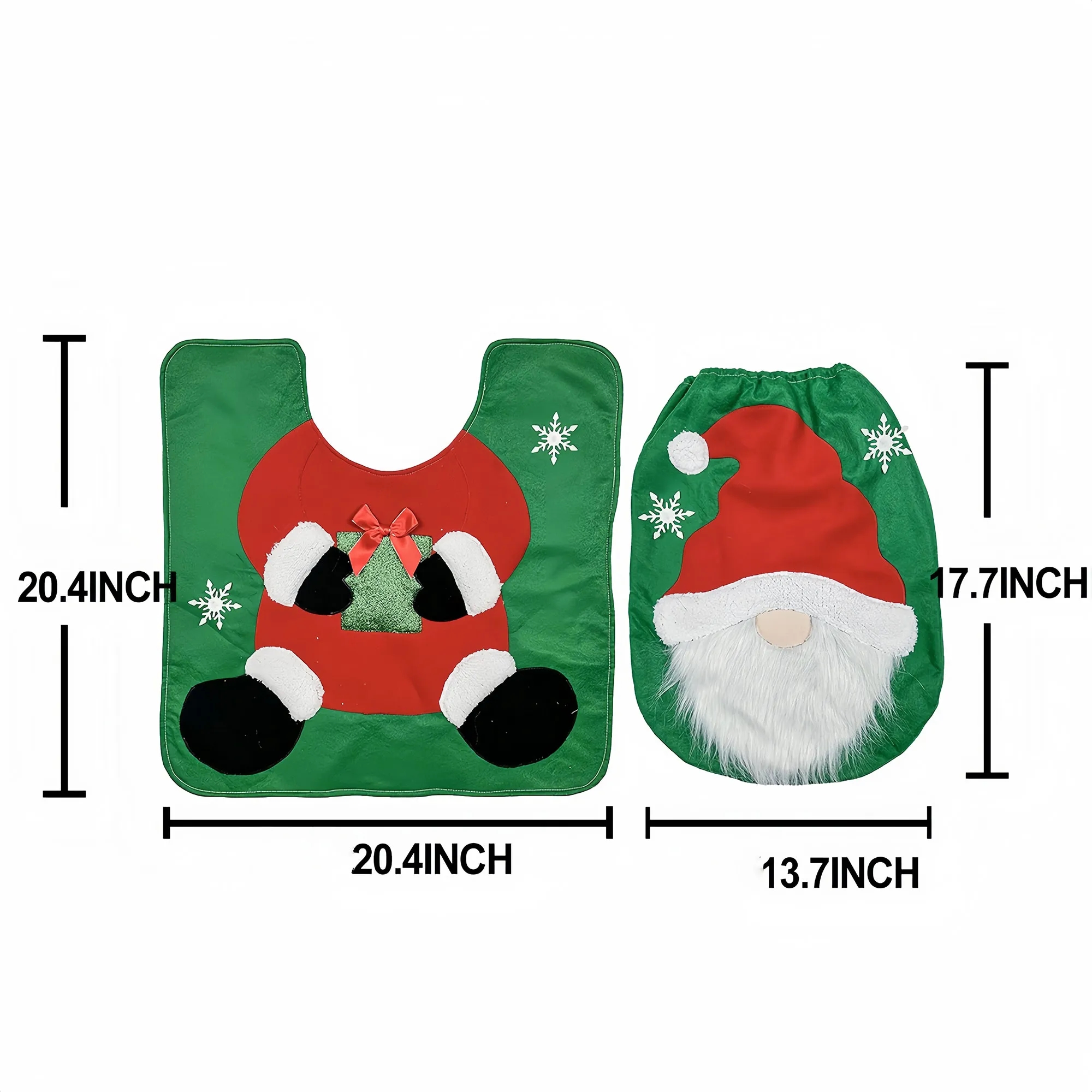 Festive Santa Toilet Seat Cover Set With Matching Bath Mat 3