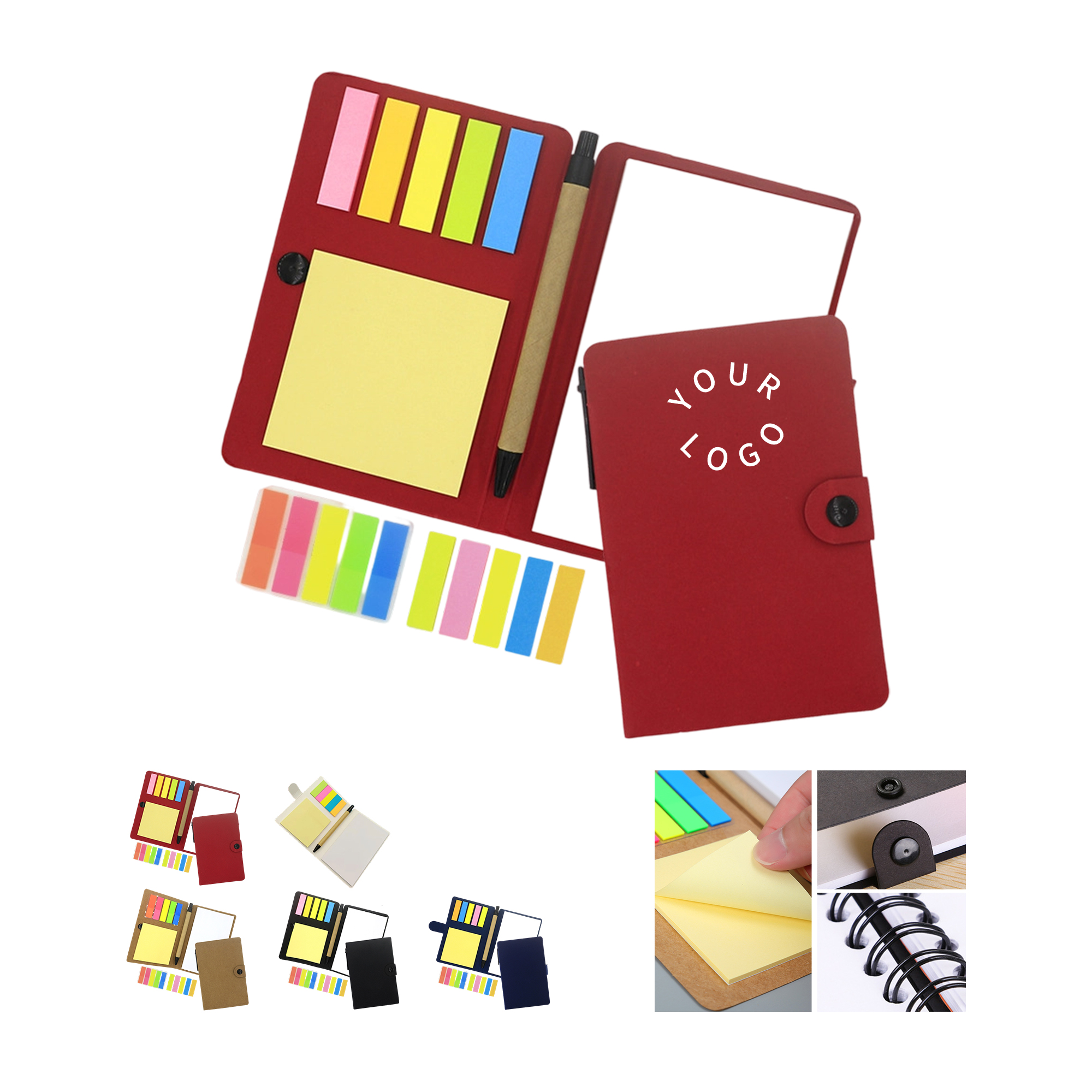 Kraft Paper Sticky Note Set With Ballpoint Pen 3