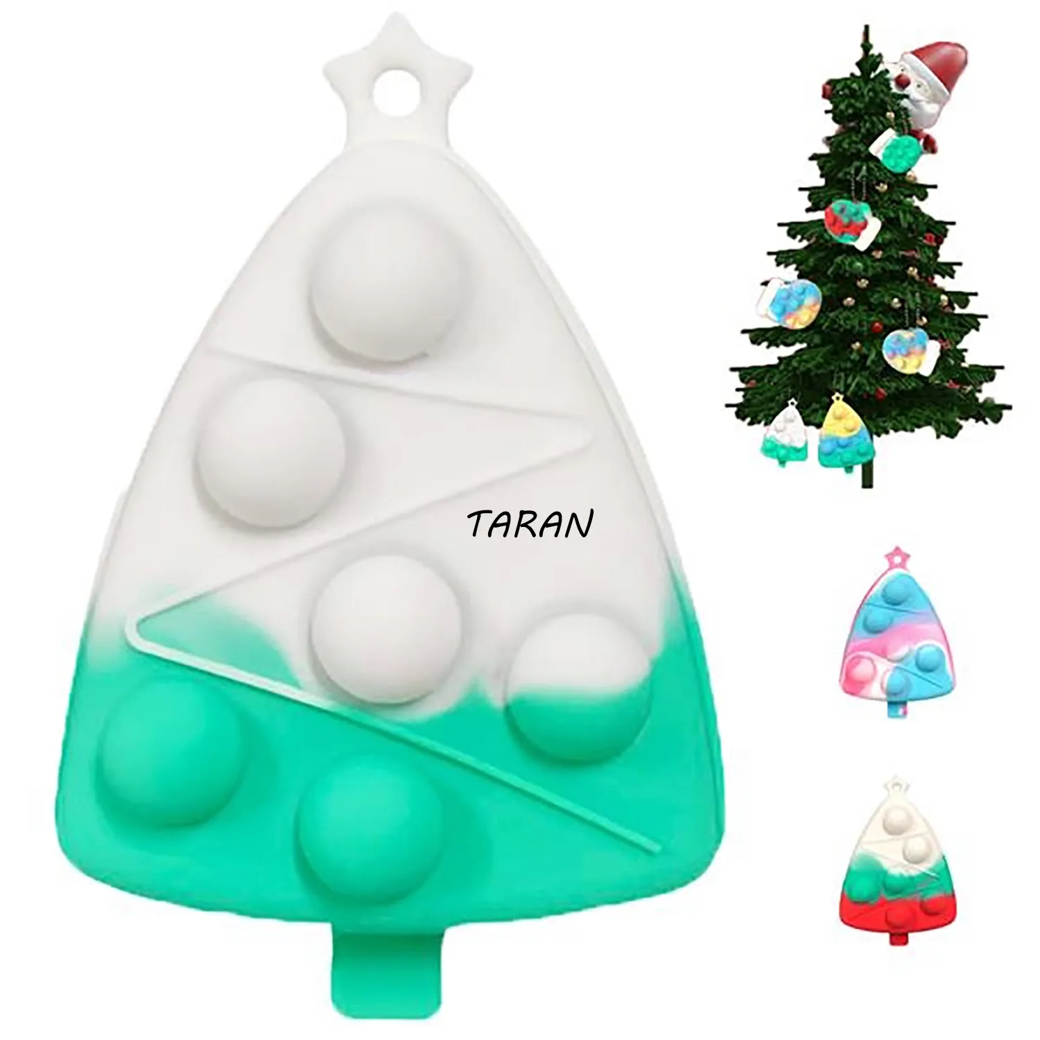 Christmas Tree Silicone Fidget Popper Stress Ball Keychains 1