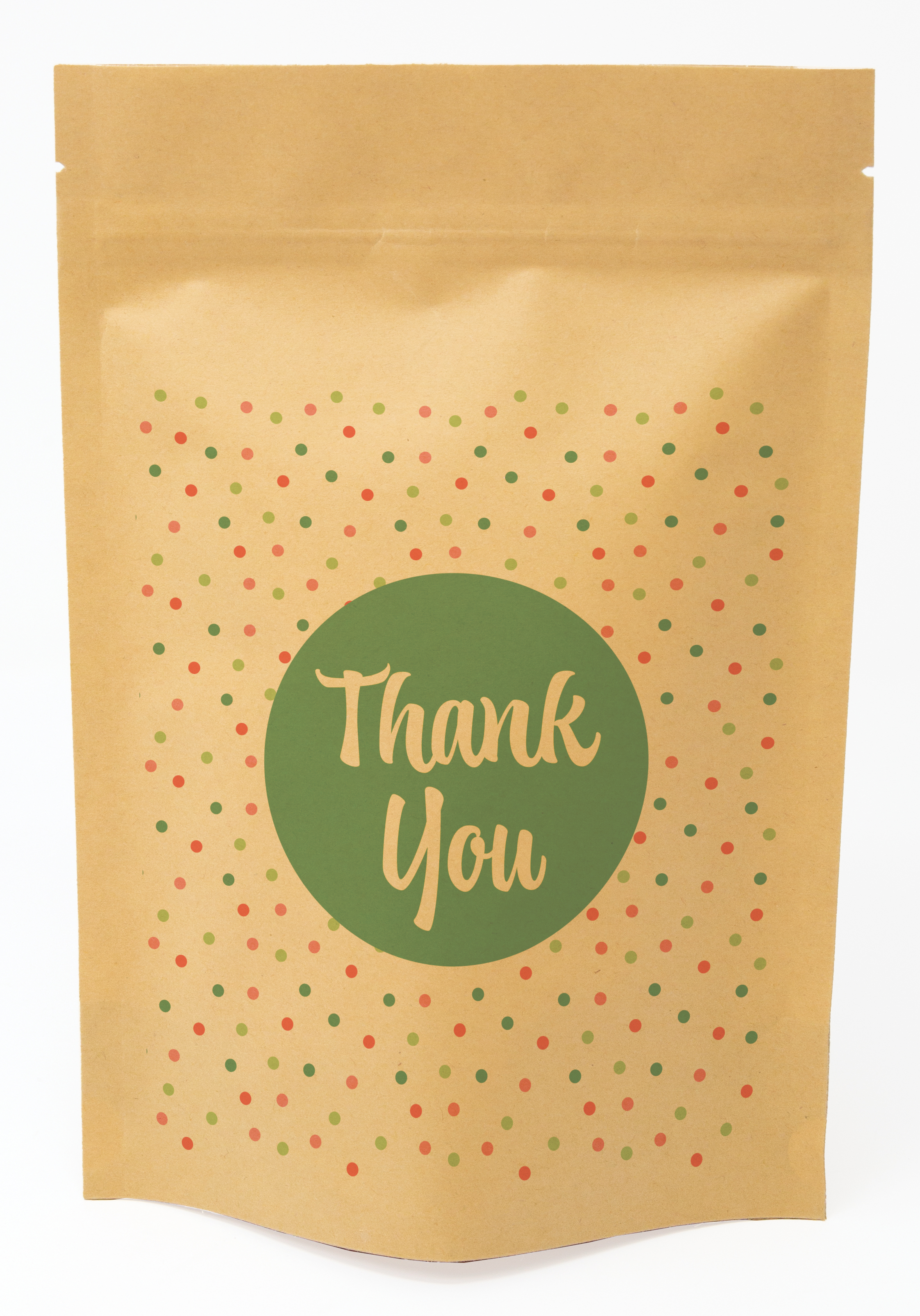 Polka Dots Predesigned Kraft Barrier Pouch (6"W x 9"H x 3"D)