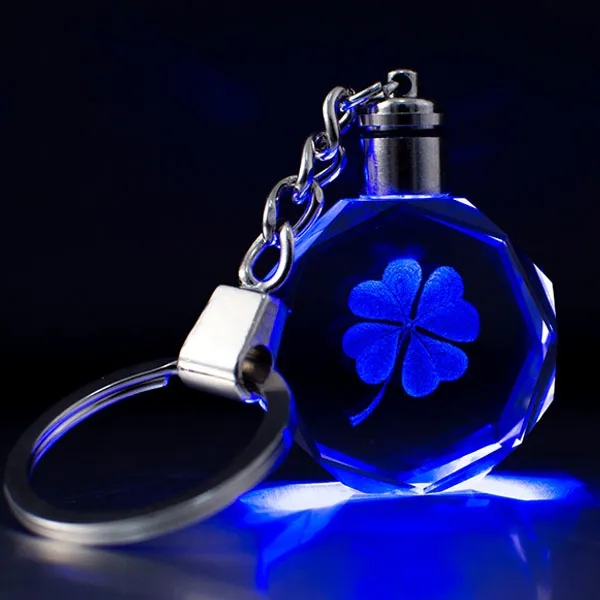 LED Light Octagon Shaped Crystal Key Chains 2
