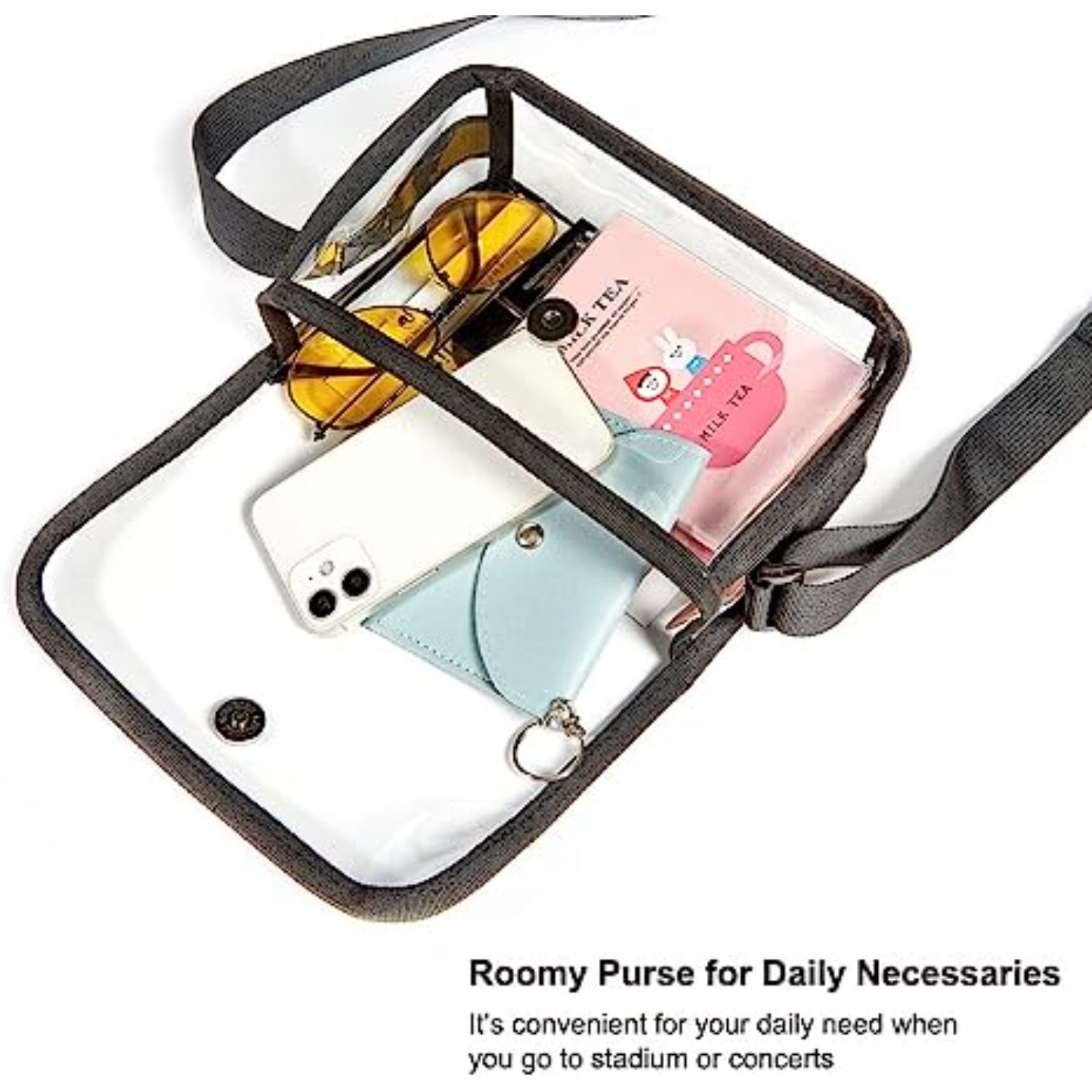 Clear PVC Messenger Bag Crossbody Stadium Approved Purse Bag 3