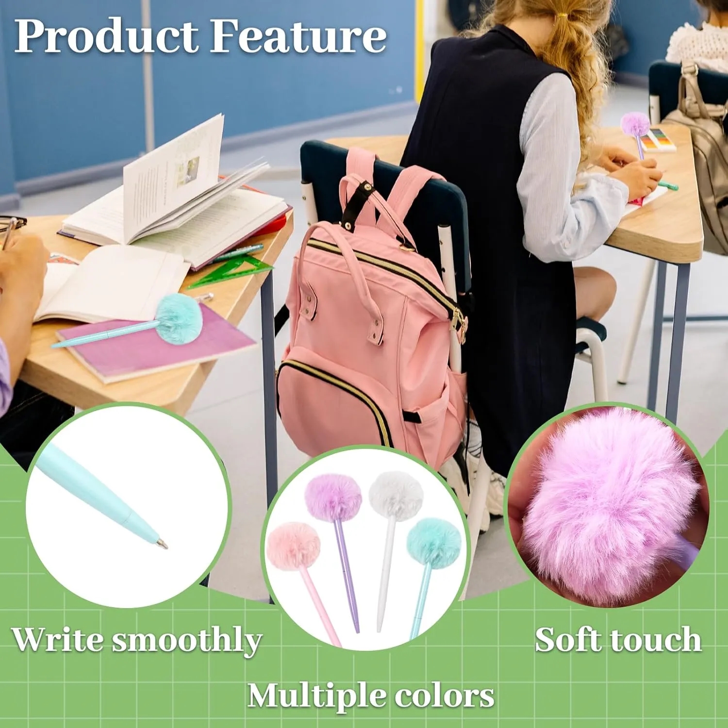 Cute Fluffy Pompom Metal Ballpoint Pen 3