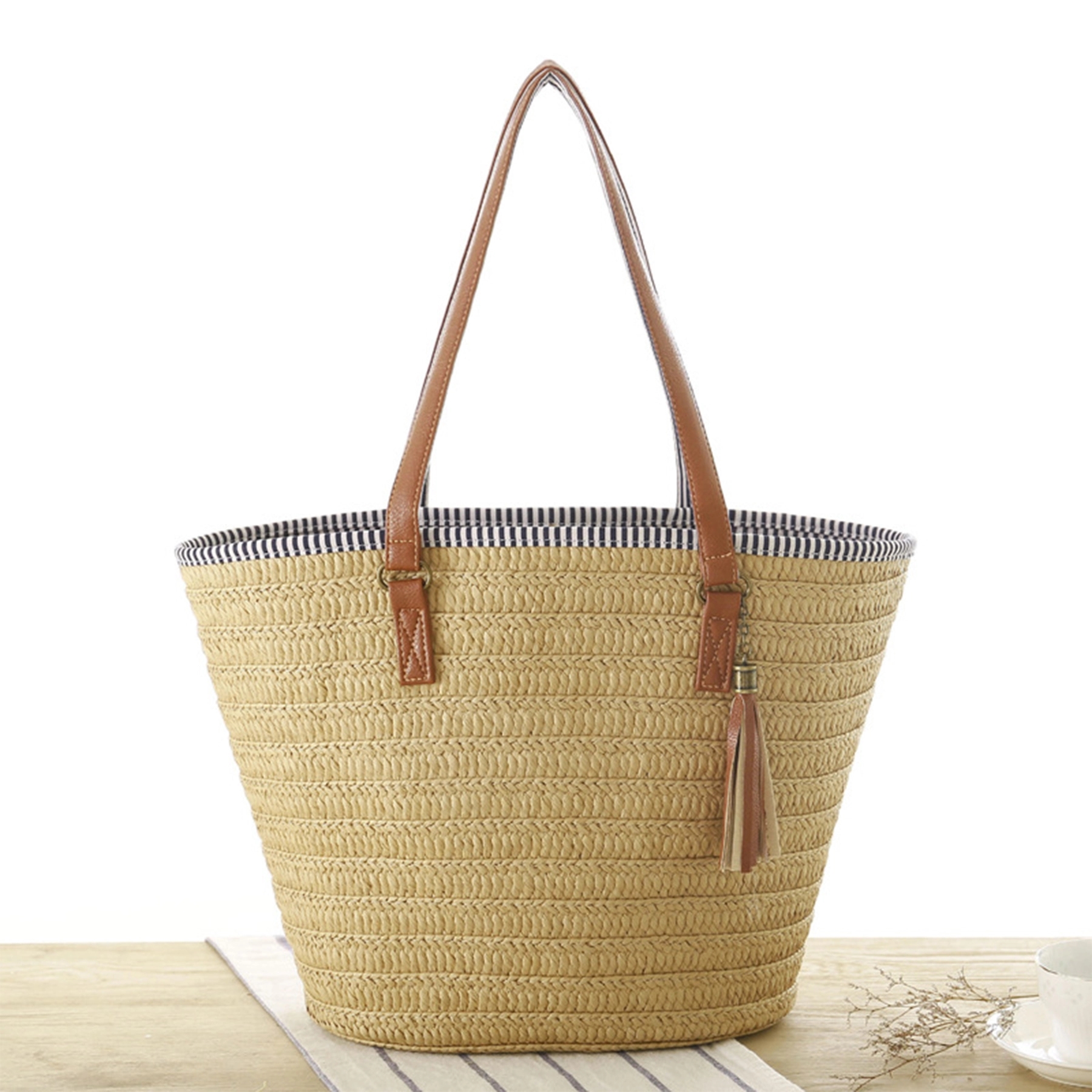 Straw Woven Tote Beach Shoulder Bag 3