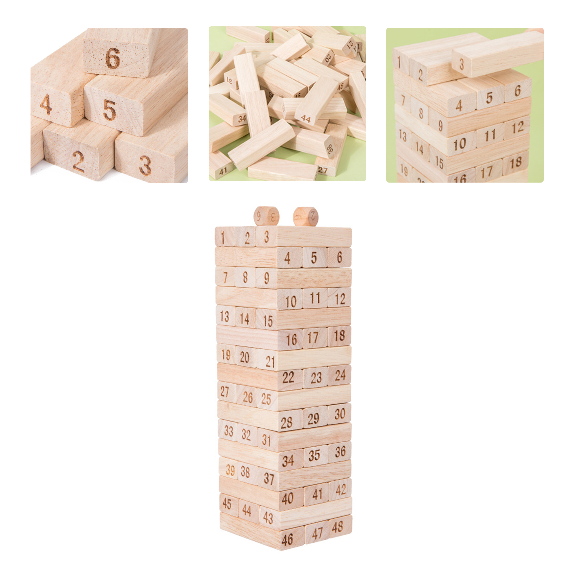 MOQ50 Kids Wooden Stacking Tower Game Fun Toy 2