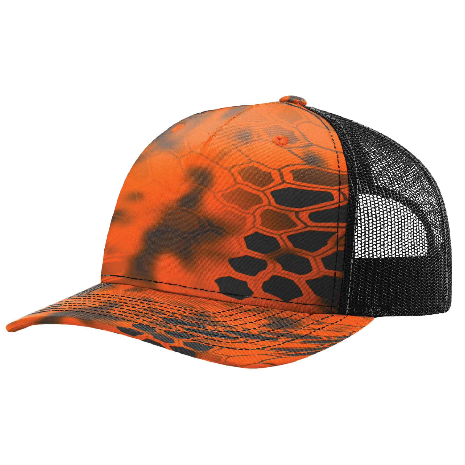 Richardson 112PFP Printed 5-Panel Snapback Trucker Hat w/Leatherette Adhesive Patches or Embroidery 37