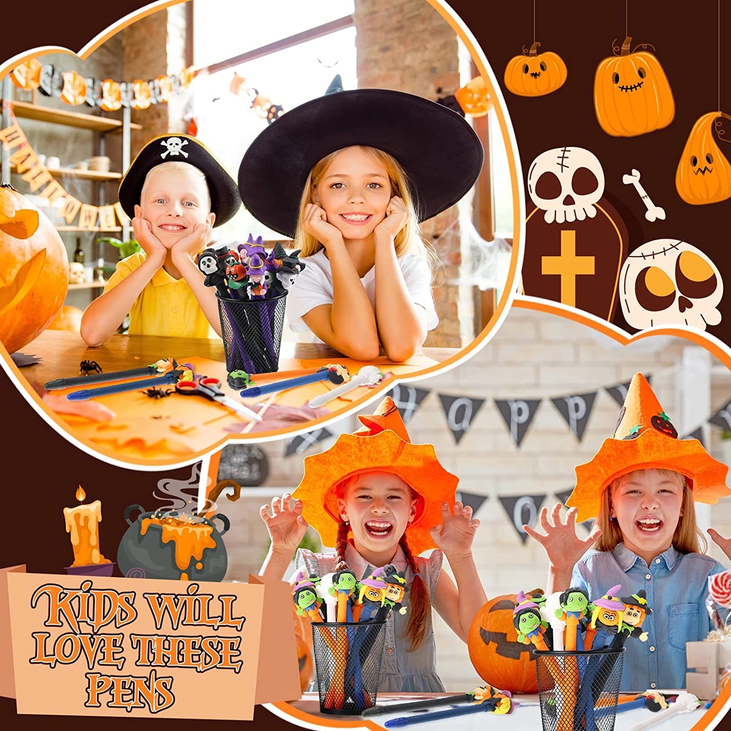 Halloween Pumpkin Witch Skull Heads Ghost Pen 5
