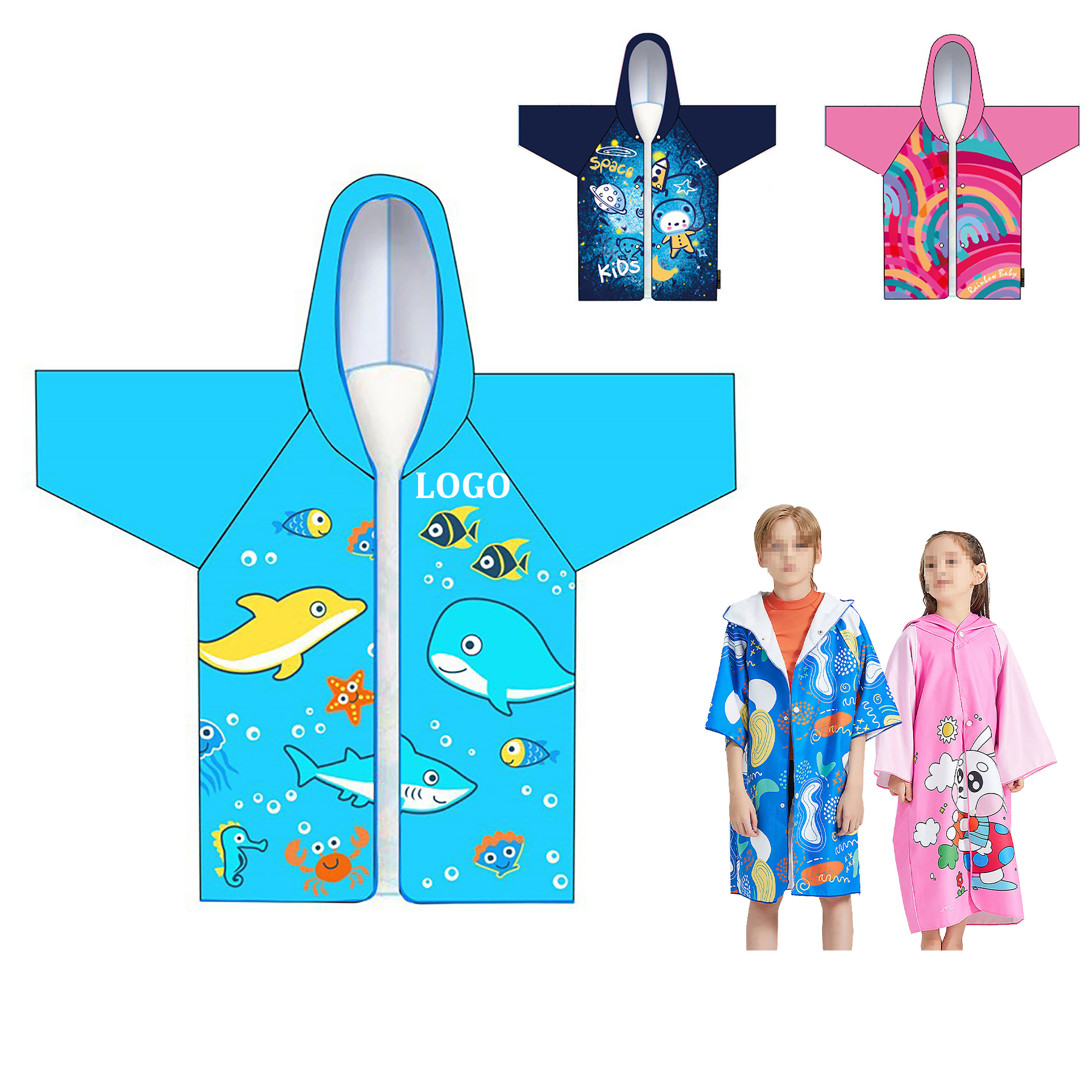 Full Color Kids Hooded Beach Towel 3