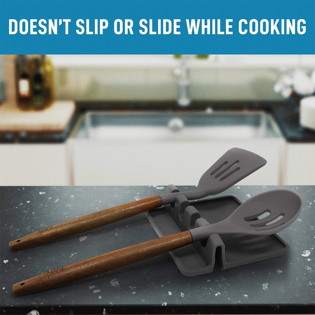 Silicone Utensil Rest With Drip Pad For Multiple Utensils 2