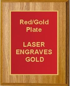 6" x 8" Oak Finish Plaque with a Red Designer Plate 2