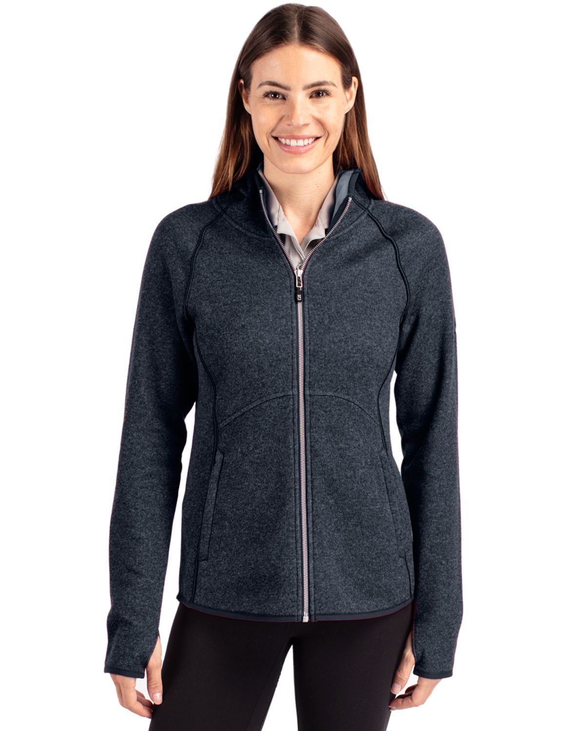 Cutter & Buck Mainsail Sweater-Knit Womens Full Zip Hooded Jacket 55