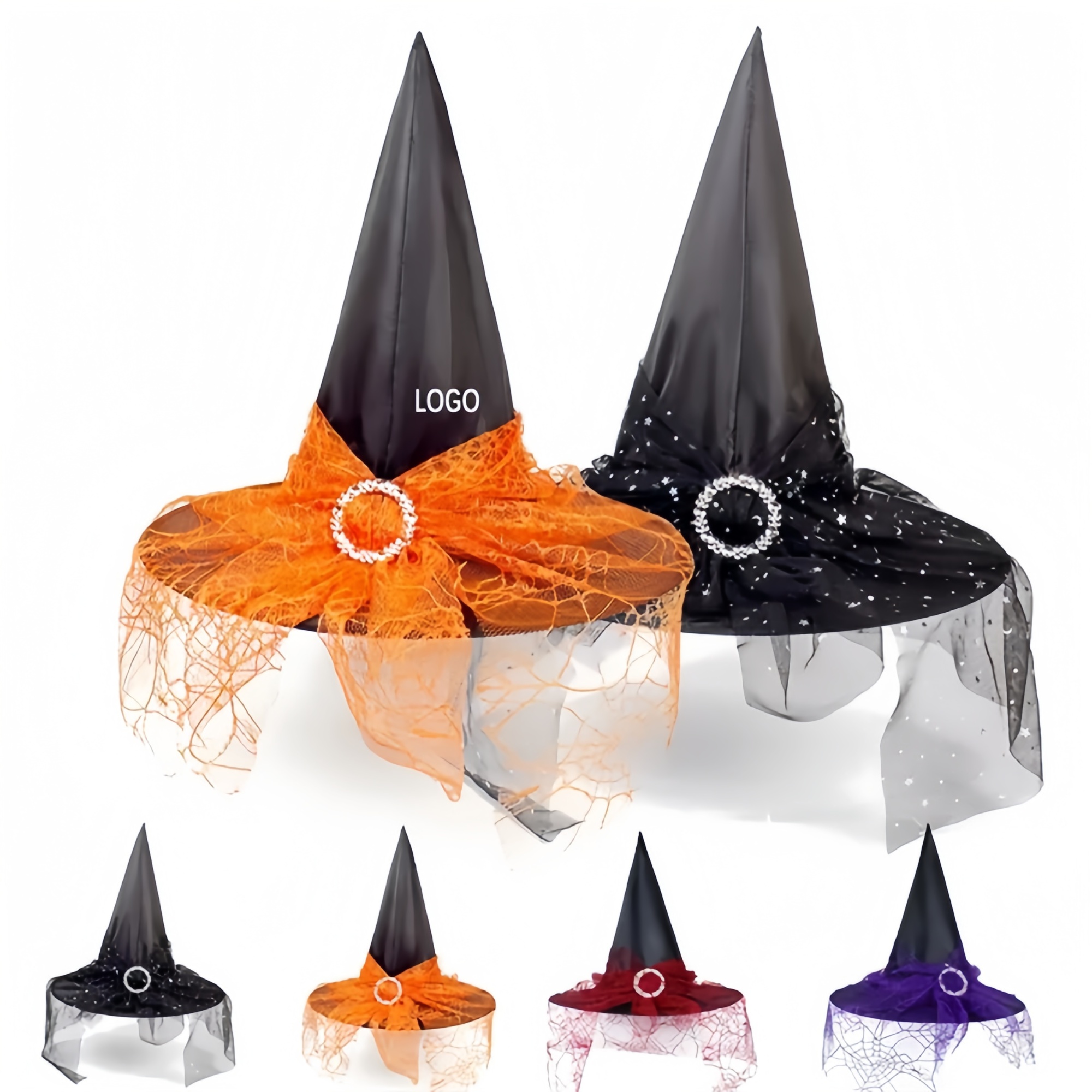 Elegant Mesh Lace Witch Hat For Halloween Party Cosplay