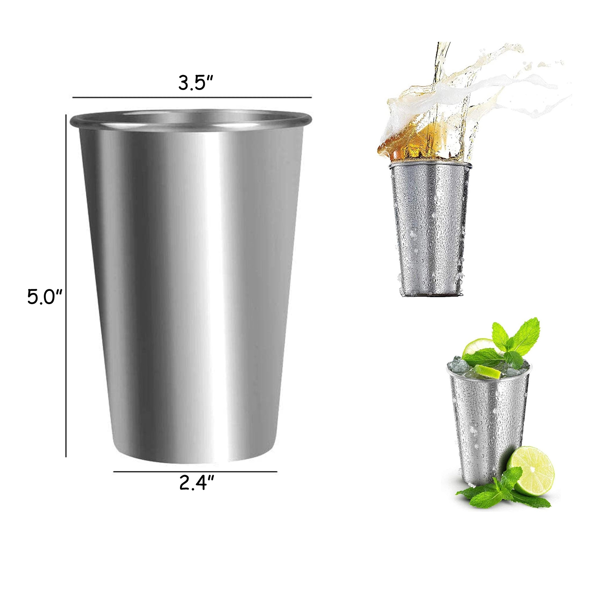 16 oz. Stainless Steel Pint Cups MOQ 50PCS 4