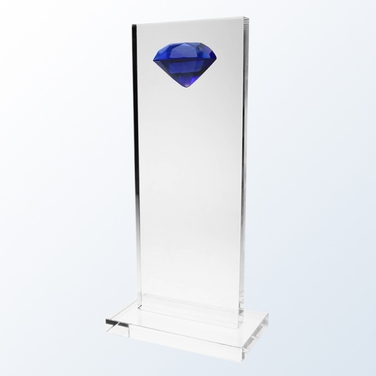 Blue Diamond High-Rise Optic Crystal Award - Medium
