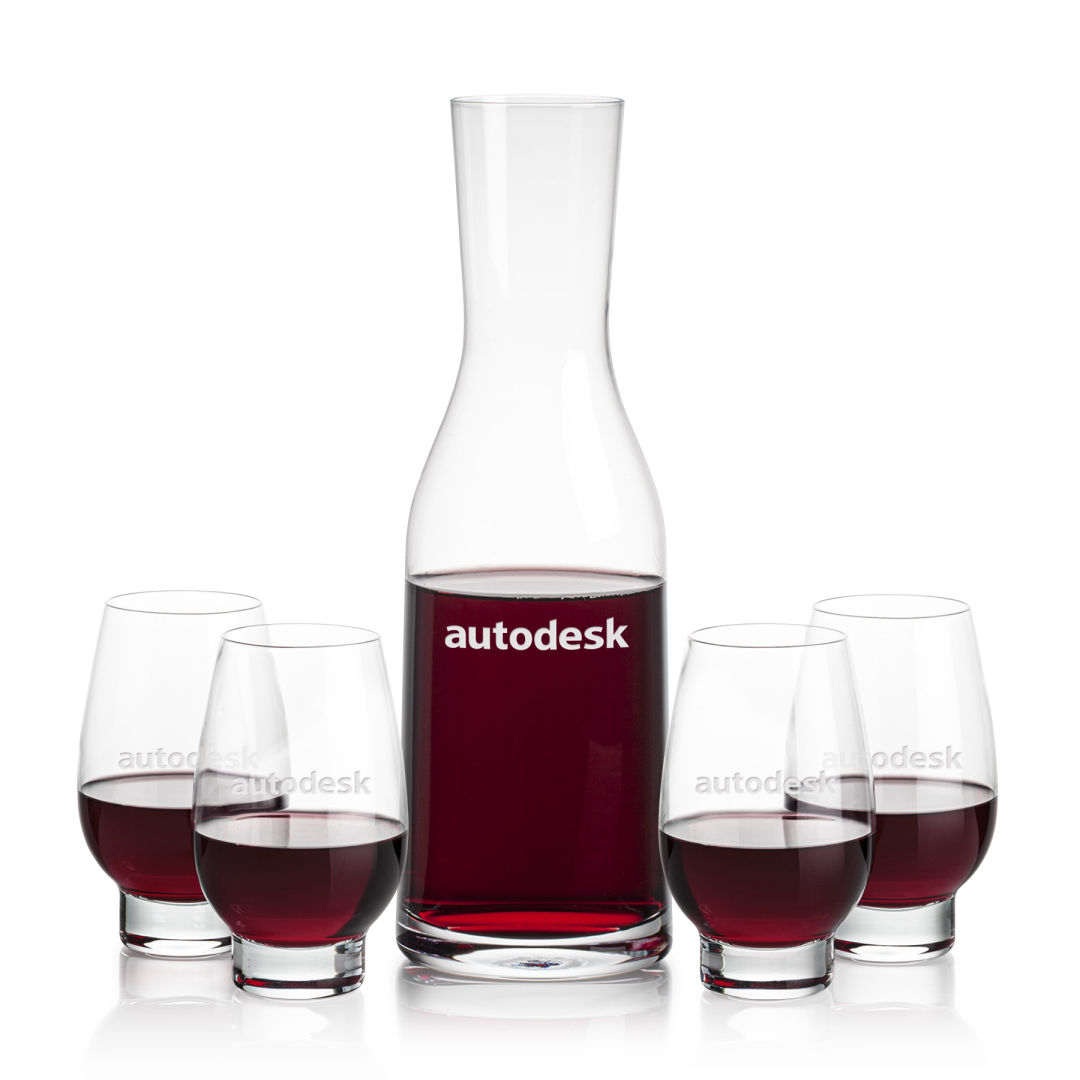 Caldmore Carafe & Glenarden Footed Wine, custom glassware with logo imprint 9