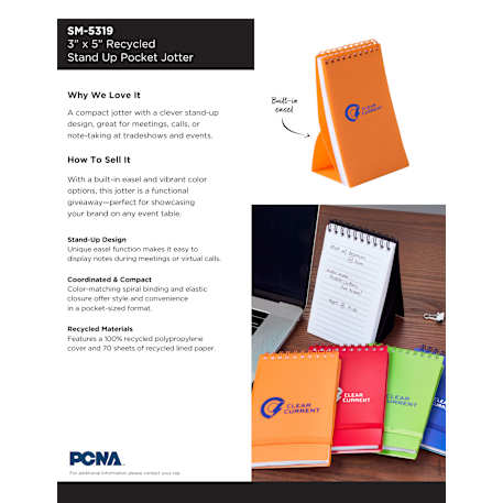 3" x 5" Recycled Stand Up Pocket Jotter 114