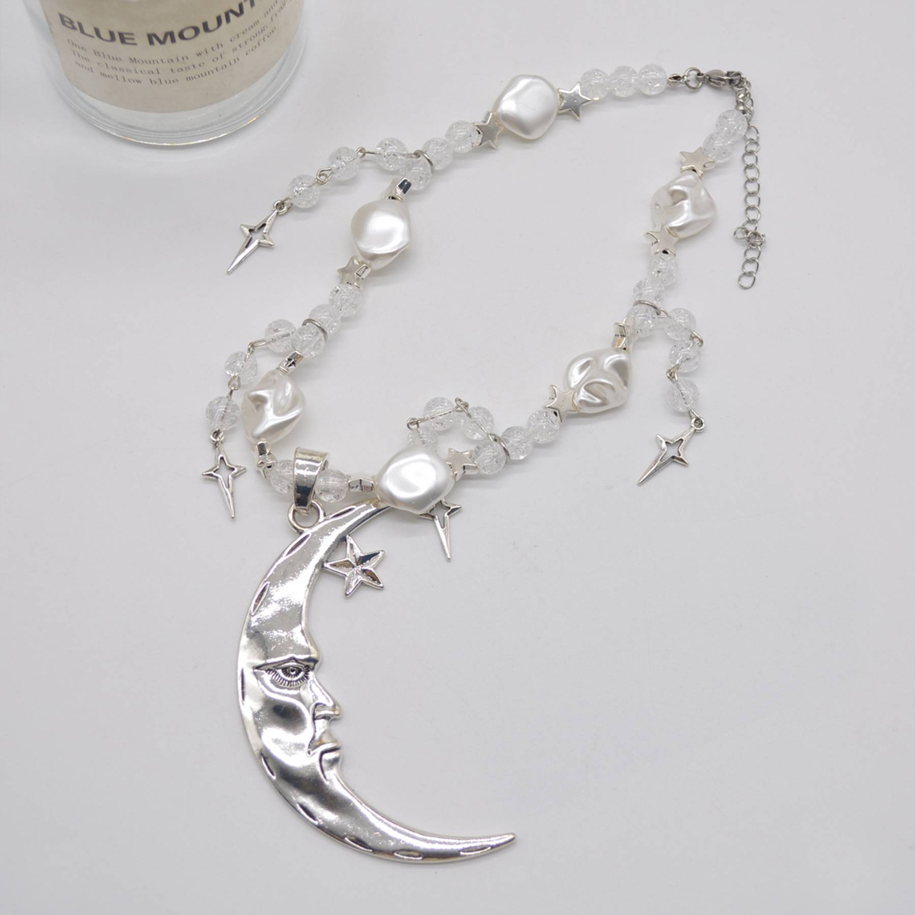 Alloy Premium moon pearl tassel necklace 3