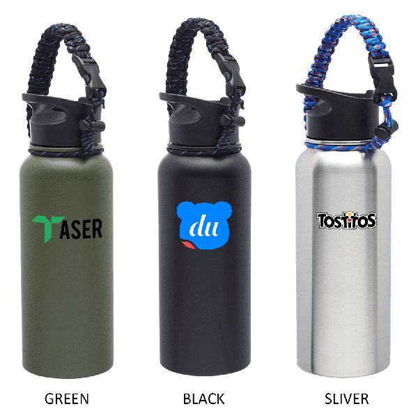 Strapped Stainless Steel Water Bottle - Double Wall, 34 oz. 5