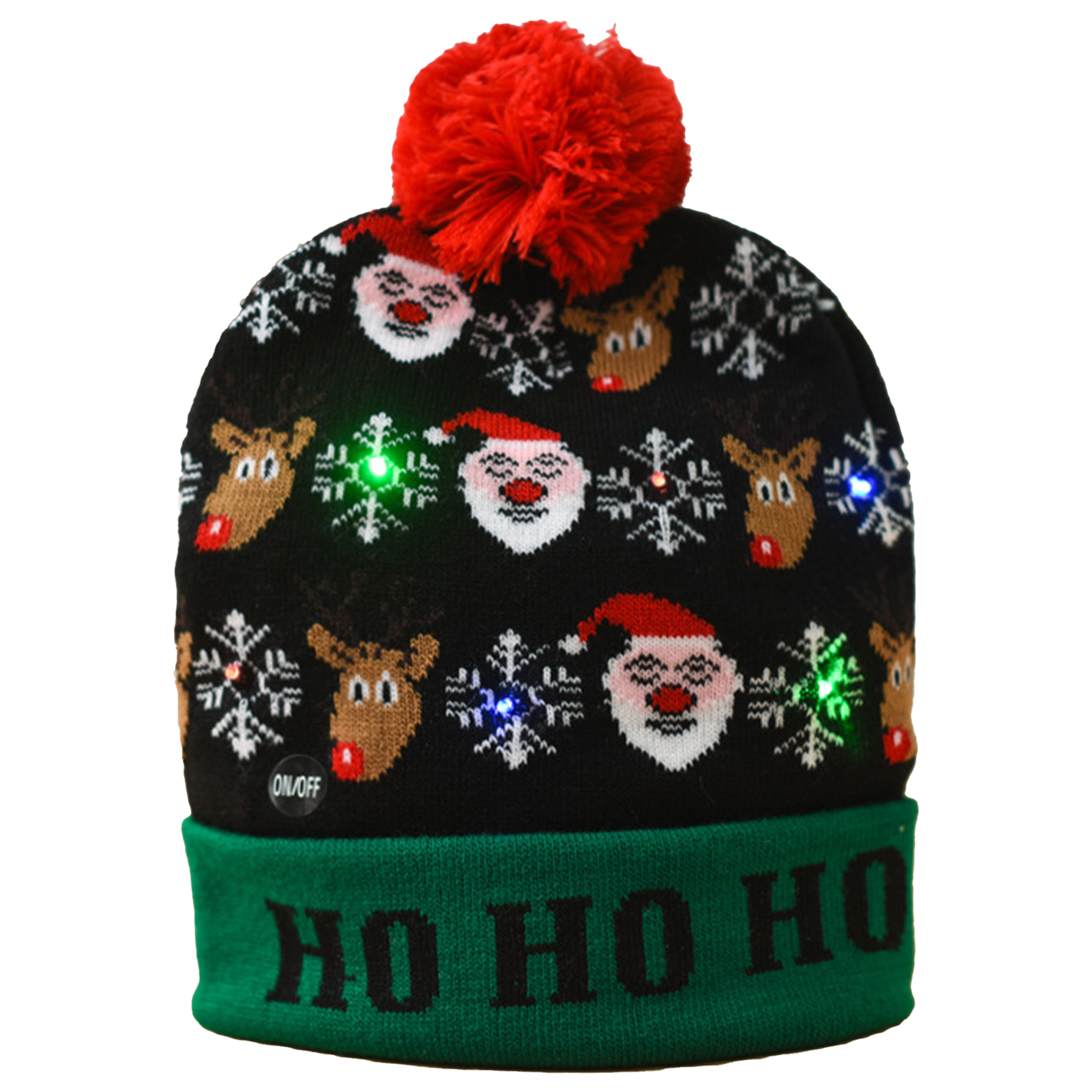 Acrylic Knitted Luminous Christmas Hat With Ball 5