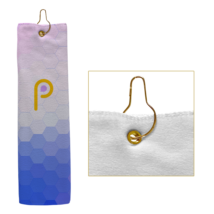 Small Custom Full Color Grommeted Tri-Fold Golf Towel 8