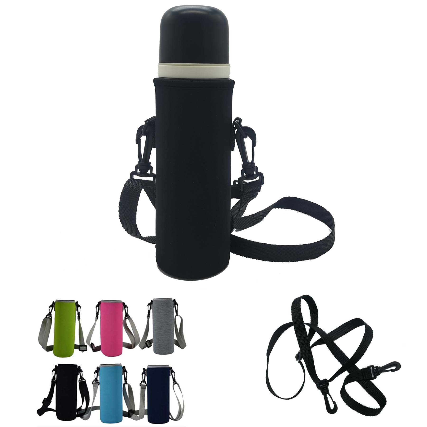 Neoprene Shoulder Water Bottle Sleeve, custom koozie with logo imprint 2