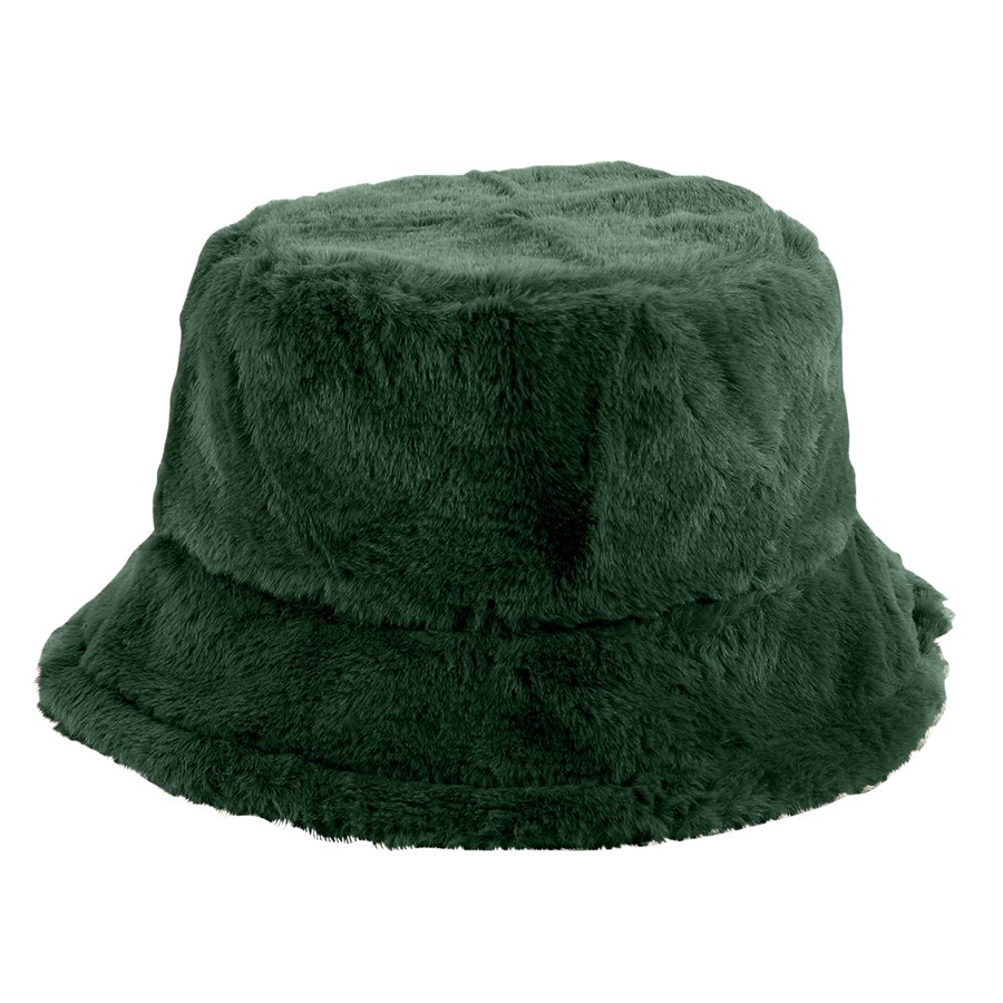 Solid Color Faux Fur Bucket Hat with Custom Logo 4