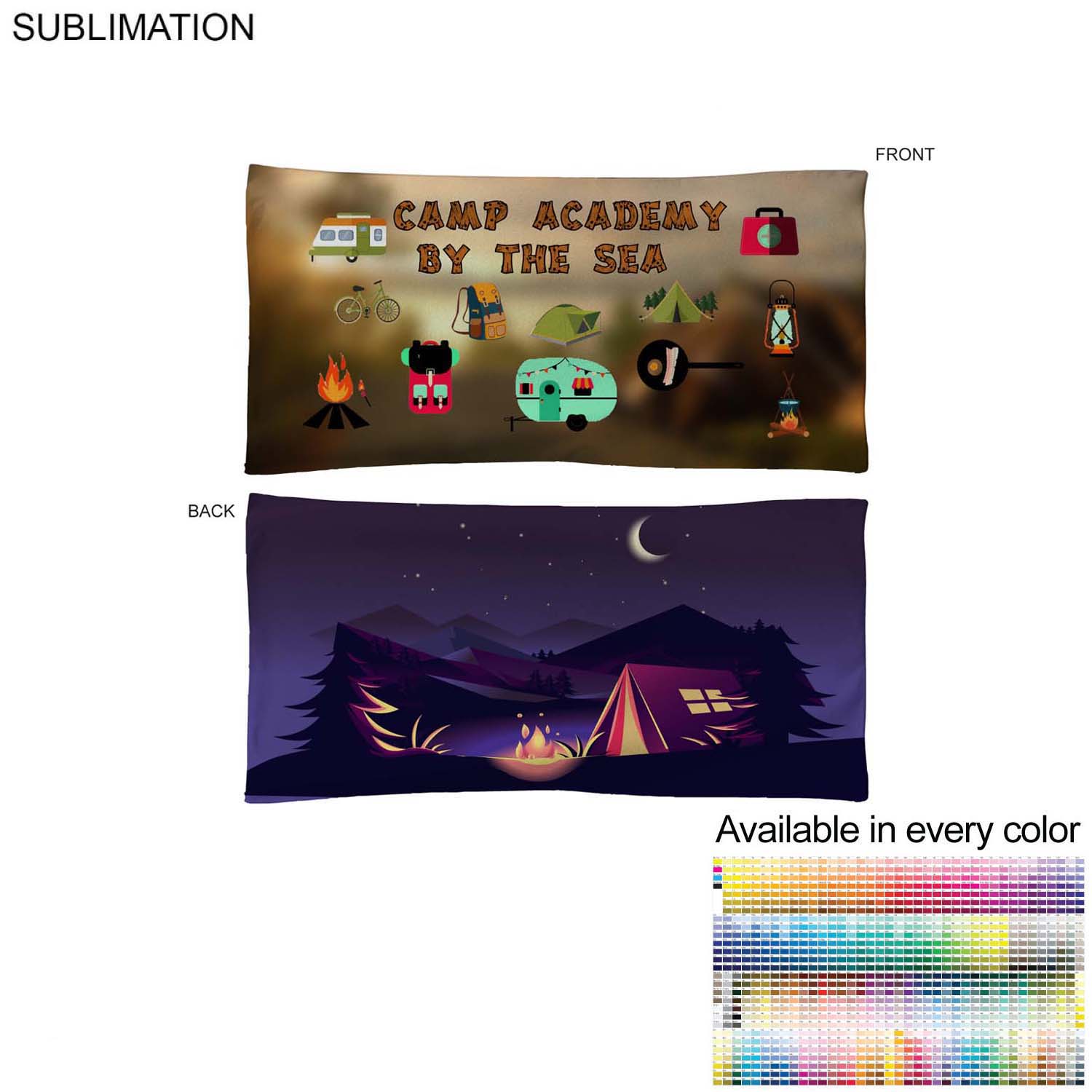 Camping Towel in Absorbent and Compact Microfiber Dri-Lite Terry, 20x40, Sublimated 2 sides 6