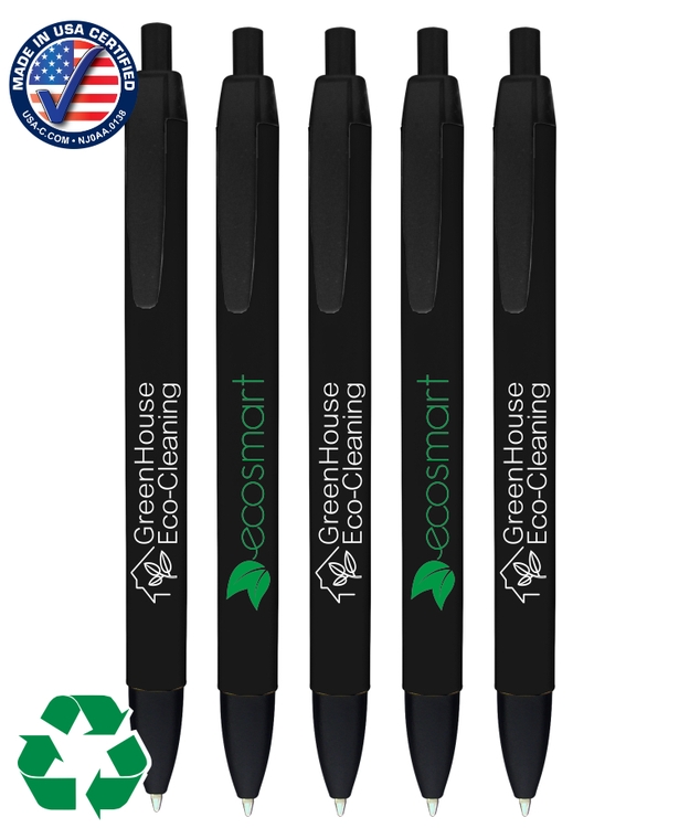 Certified USA Made - Wide Barrels Click Pens made of 100% Recycled Plastic 1