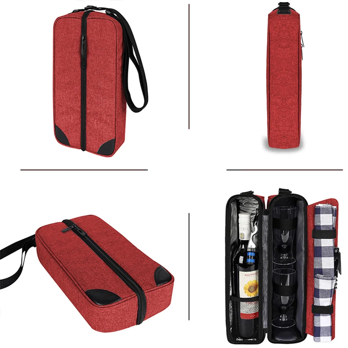 Wine Tote Bag with Cooler Compartment & Picnic Set 1