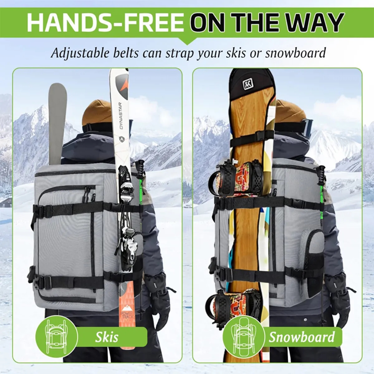 60L Large Capacity 900D Waterproof Ski Boot Bag Backpack 3