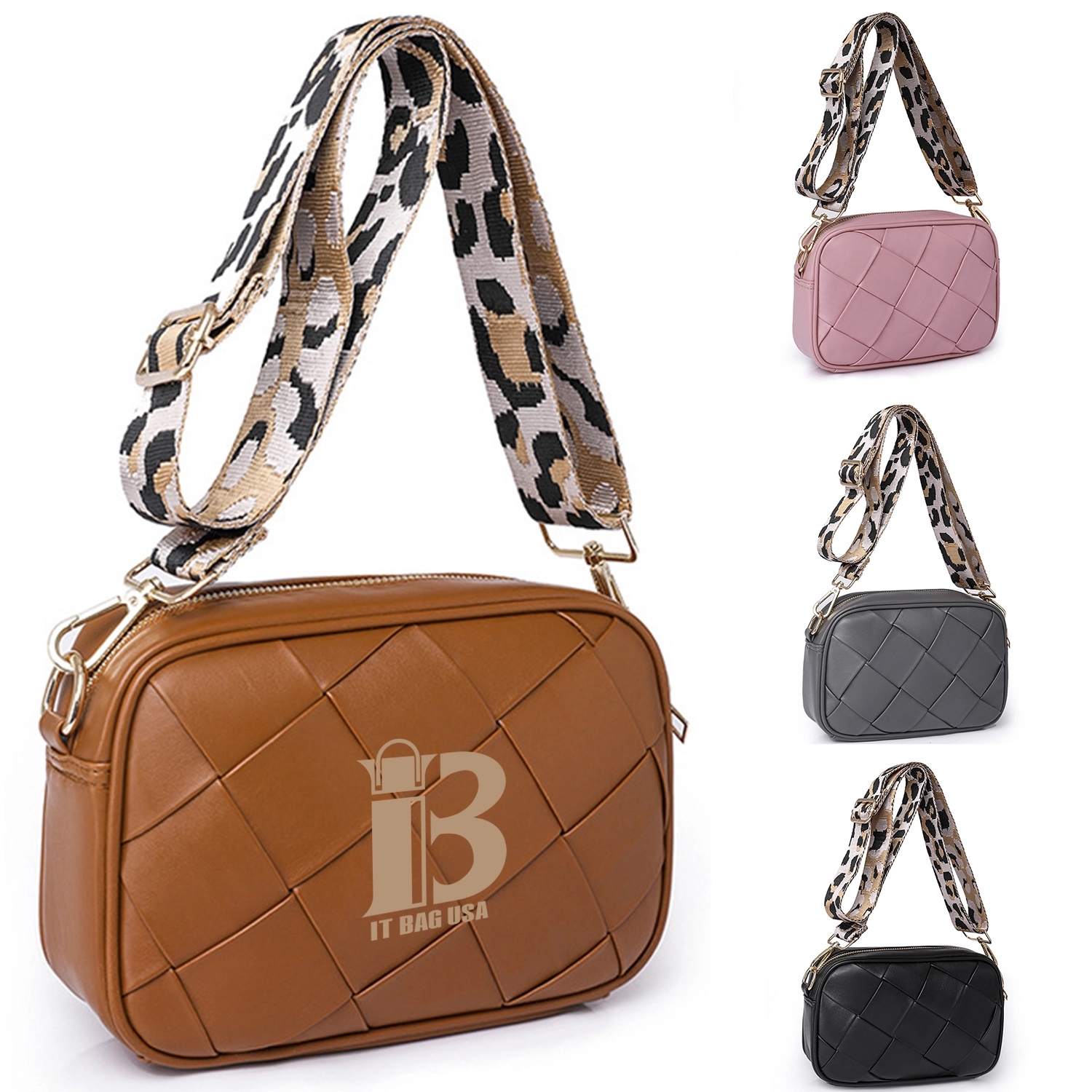 Pu Leather Woven Crossbody Bags 2
