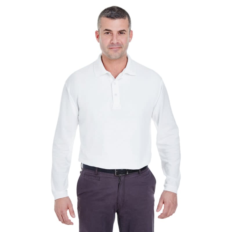 UltraClub Adult Long-Sleeve Whisper Piqué Polo 1
