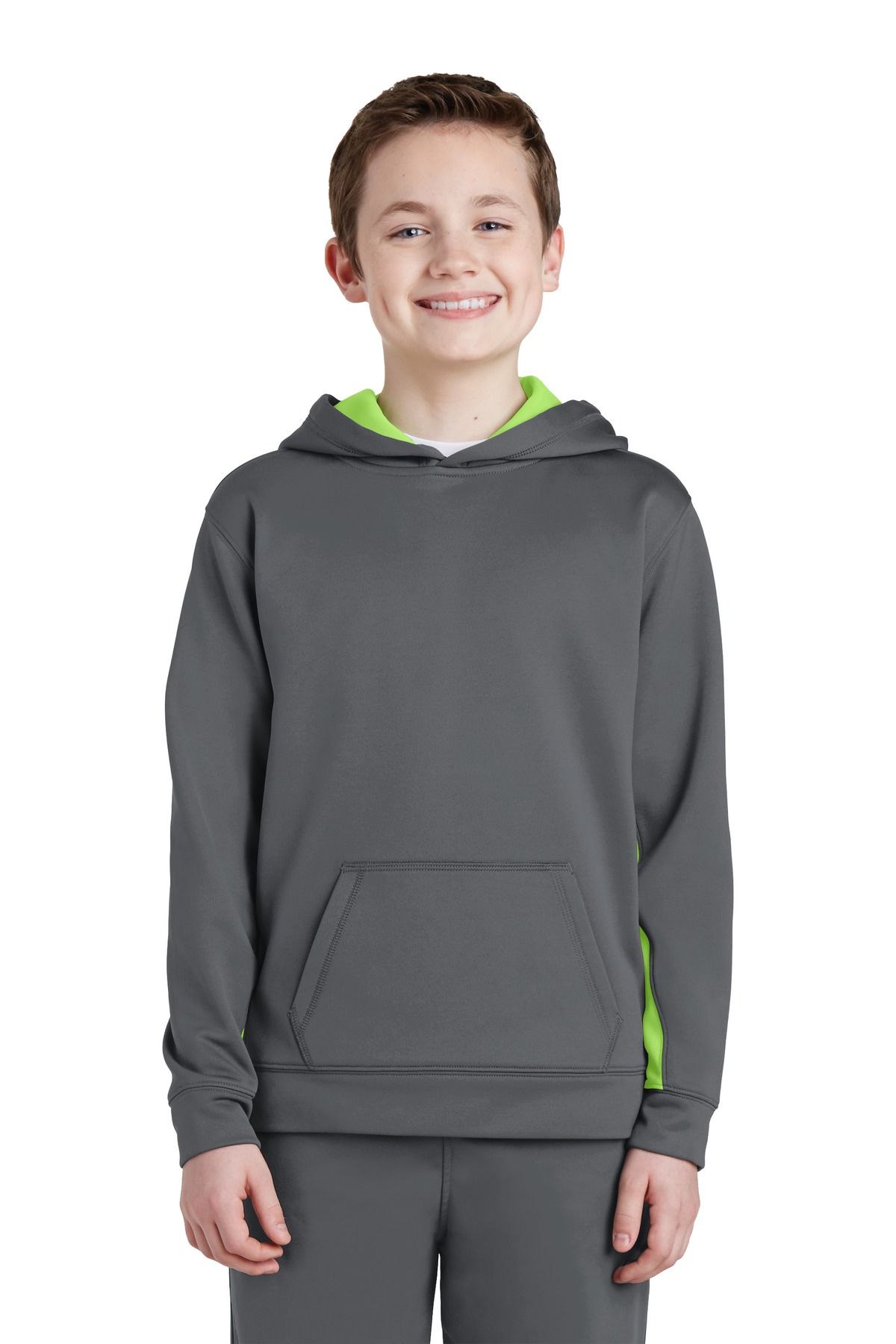 Sport-Tek Youth Sport-Wick Fleece Colorblock Hooded Pullover. YST235 28