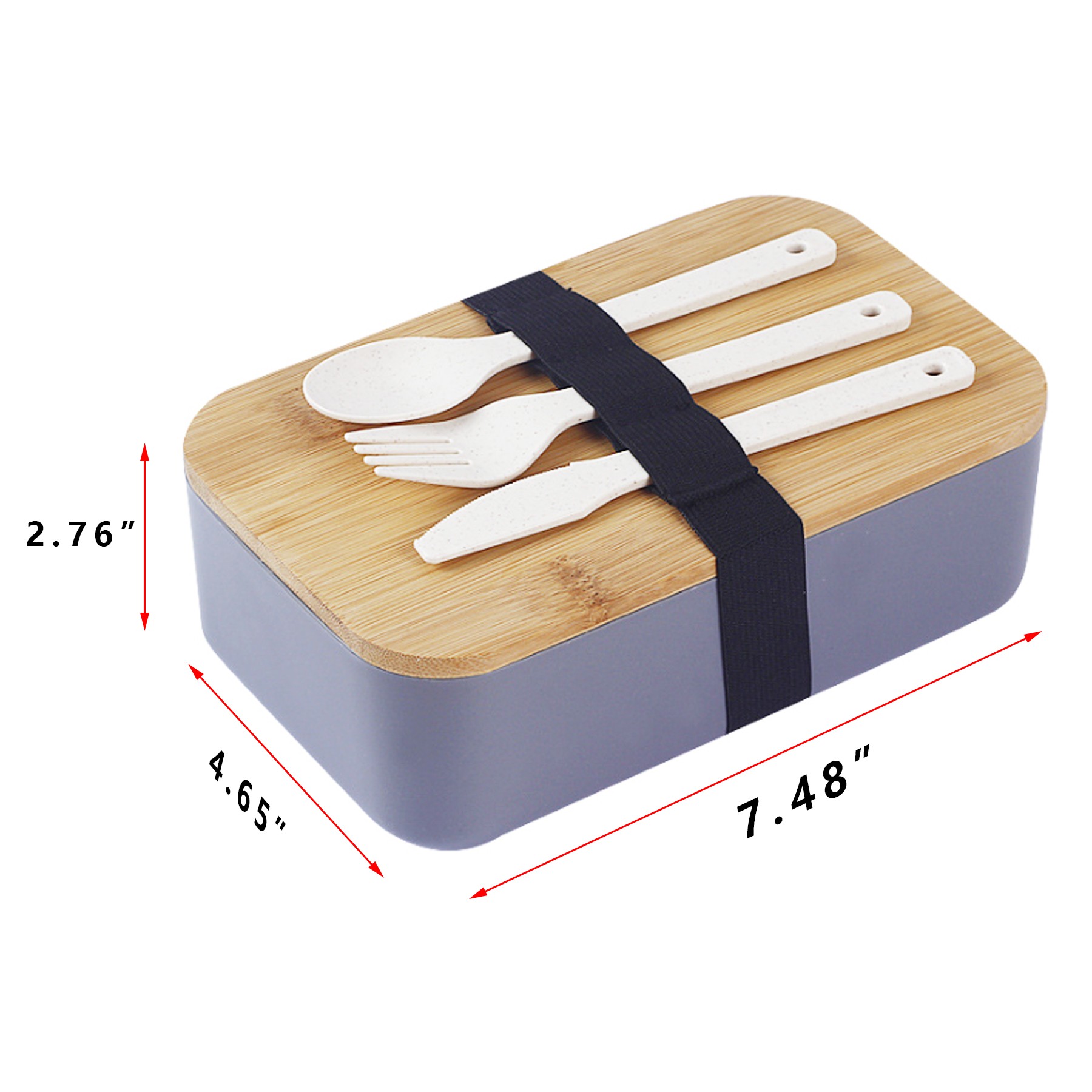 Plastic Lunch Box Set W/ Wooden Lid 5