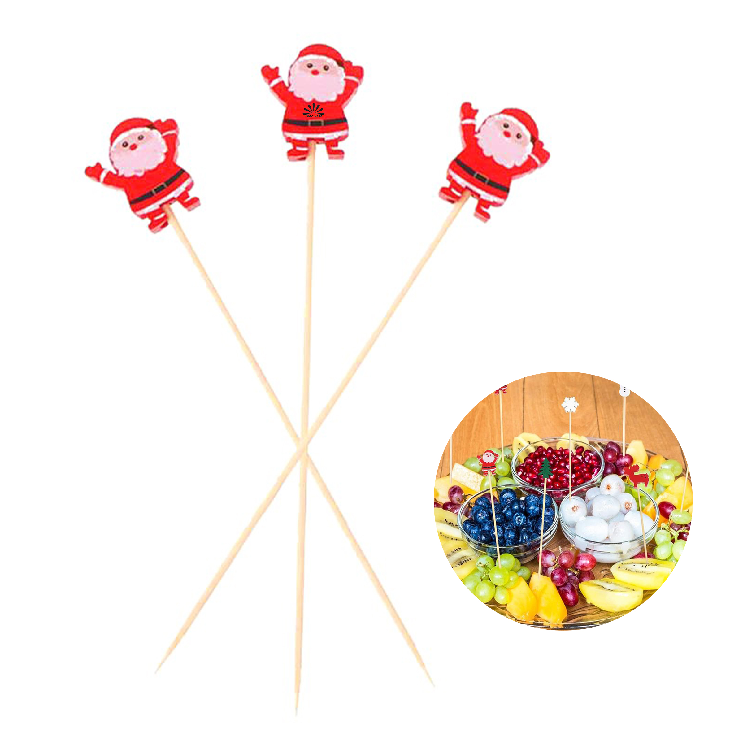 50PCS Customizable Christmas Bamboo Sticks for Parties 2