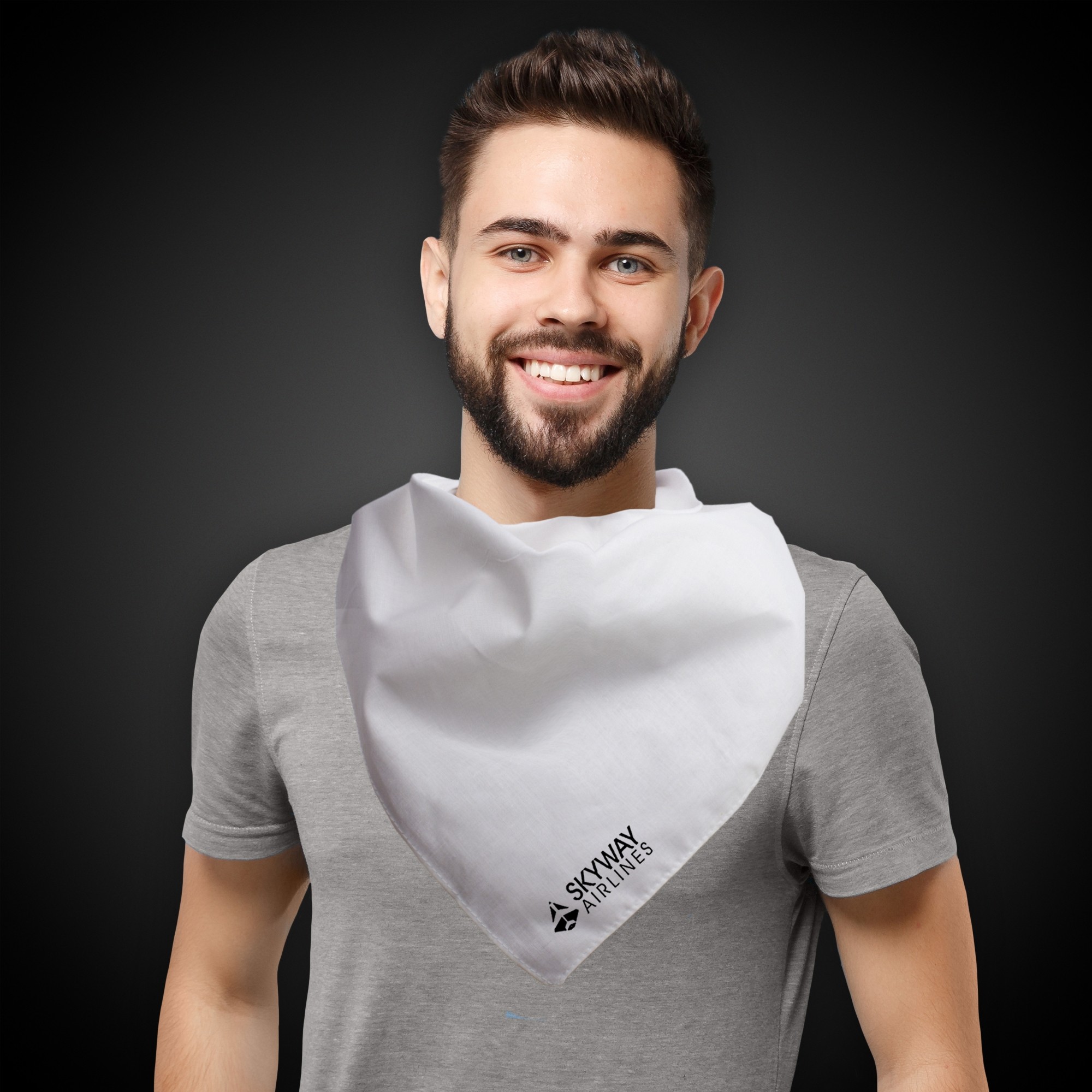Solid White 22" x 22" Cotton Bandana 3