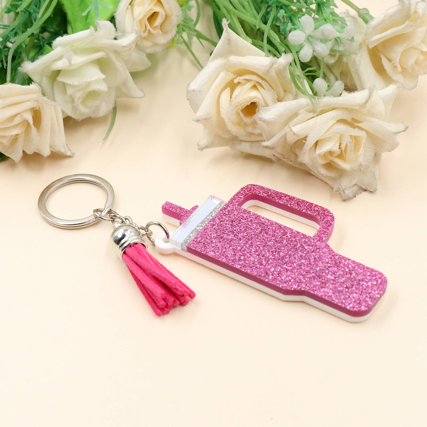 Sequin cup shaped keychain 3