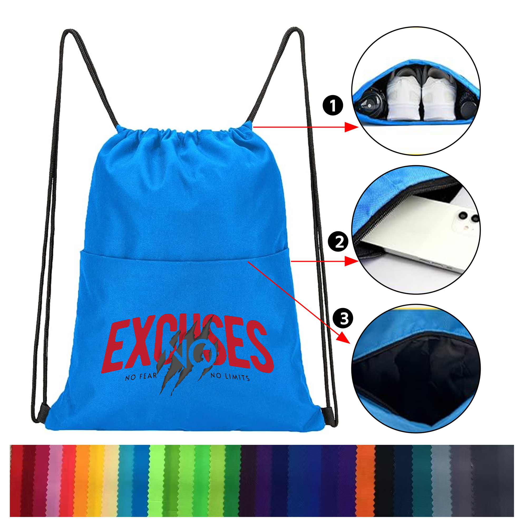 Heavy-Duty Multi-Pocket 600D Drawstring Bag 2
