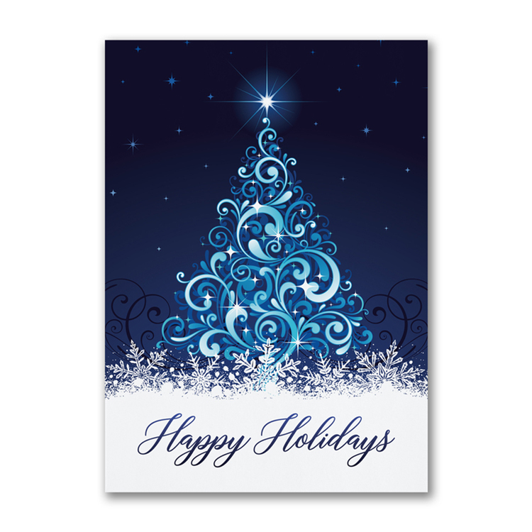 Swirling Tree Economy Holiday Card 2