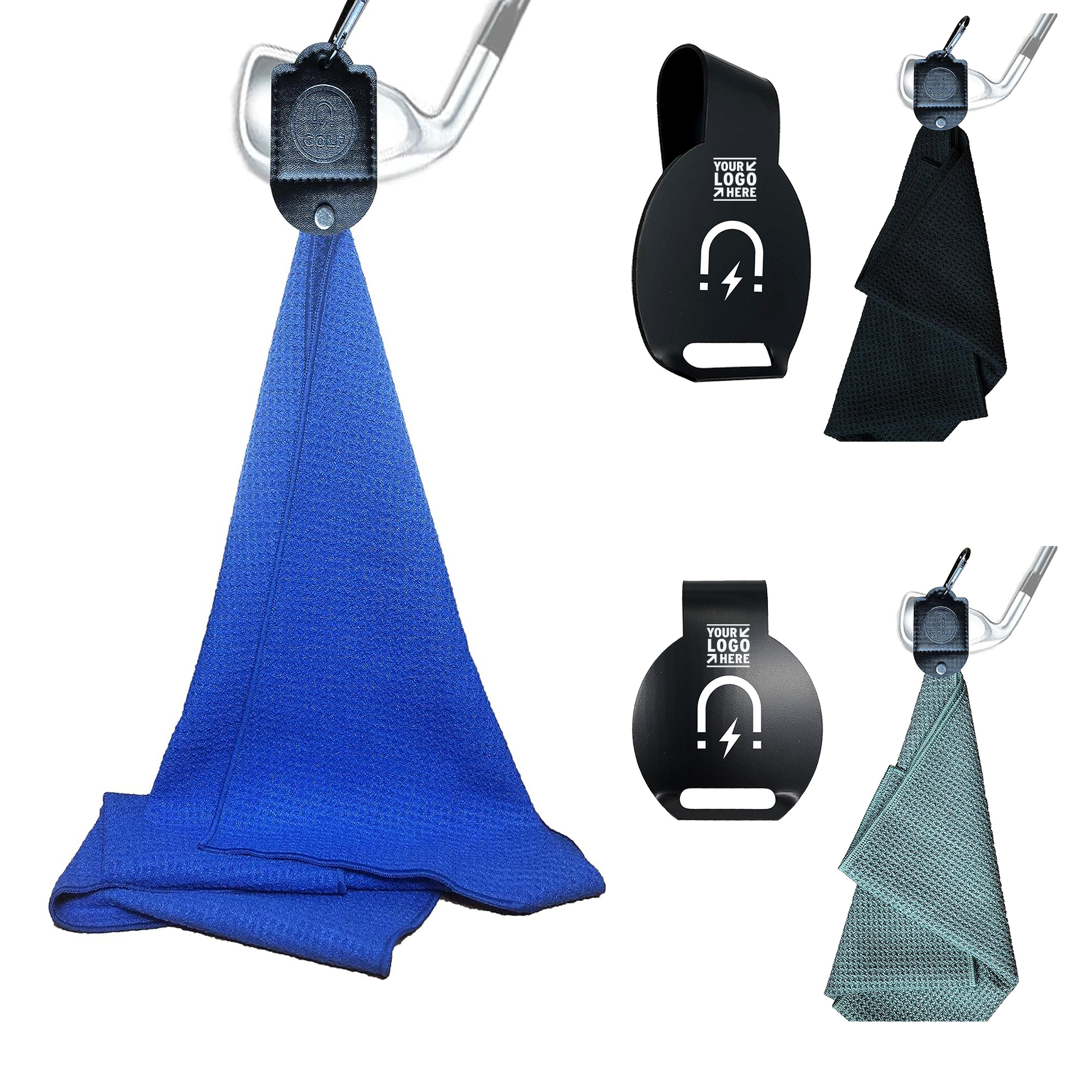 Men Women Strong Magnetic Waffle Pattern Microfiber Fabric Golf Towel with Bag Metal Landing Pad Ki 2