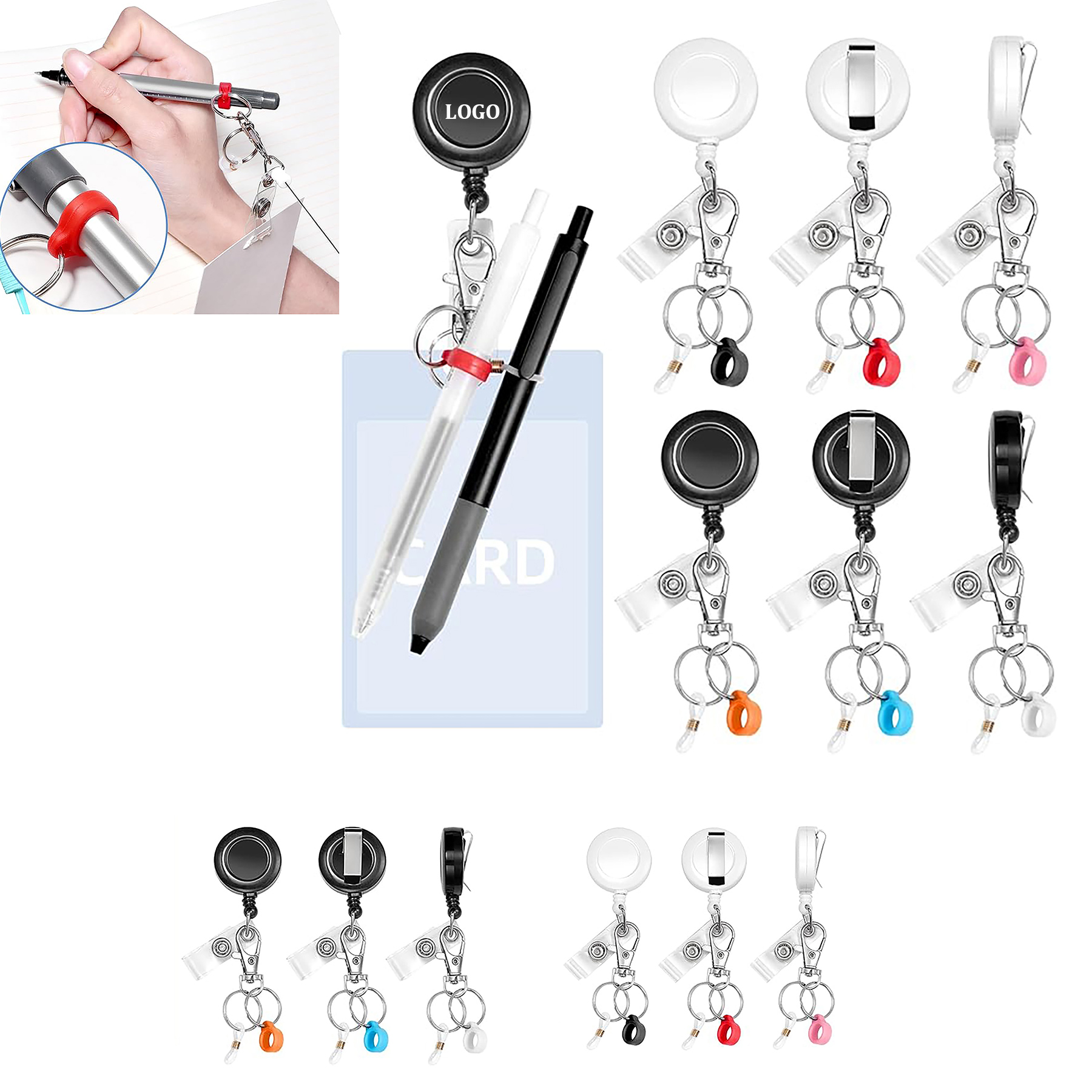 Easy Pull Badge Reel Silicone Clip With Lobster Buckle Pen Holder Keychain 2