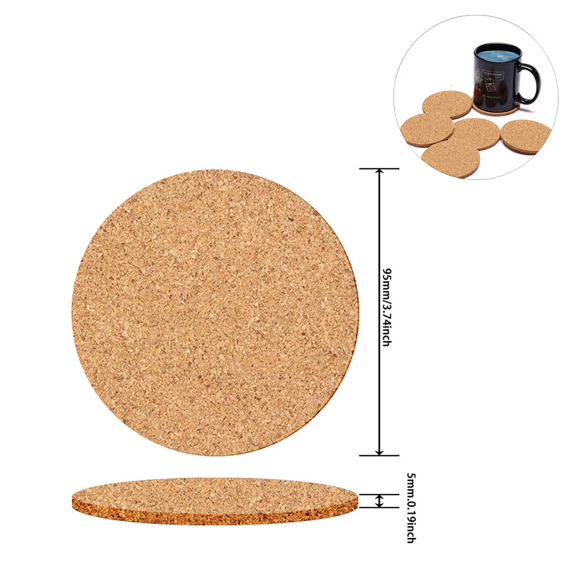4'' Wooden Cork Plain Round Coaster 2