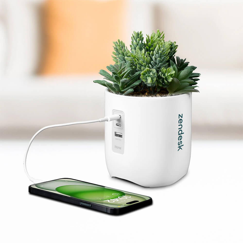 Faux Succulent with USB Charging Station